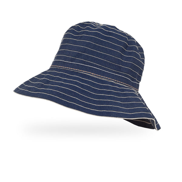 Teal Aquamarine and French Navy Stripe Bucket Hat