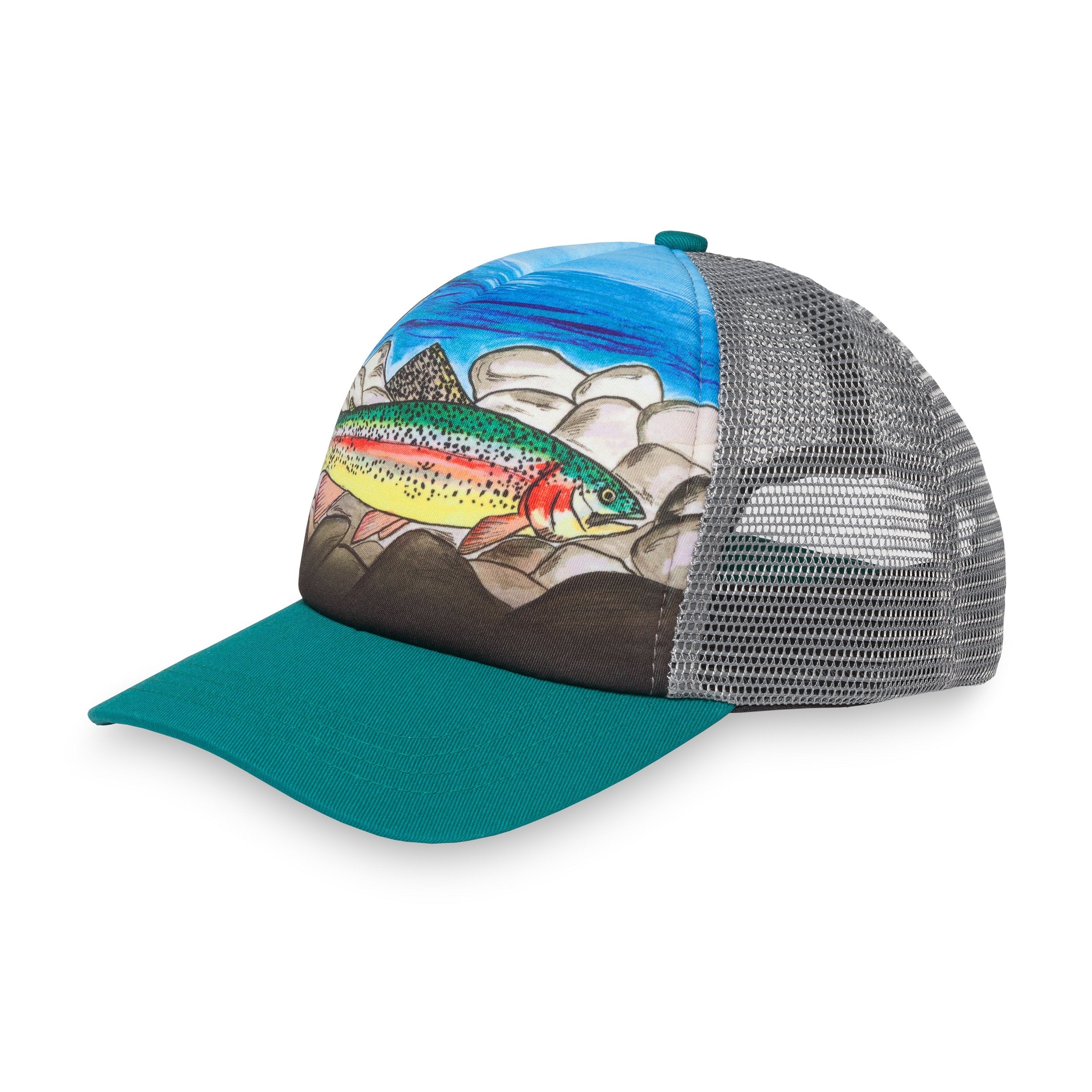 kids artist series trucker rainbow trout front ss20 2500px